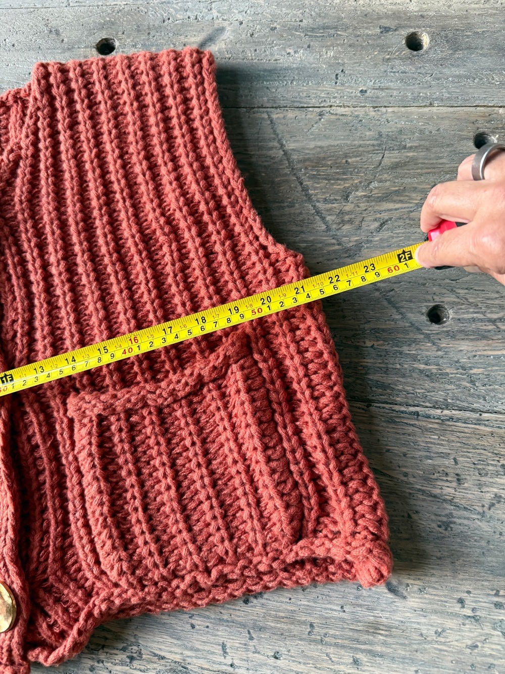 Handknit Button-Front Vest - Rust - Picture 7 of 9
